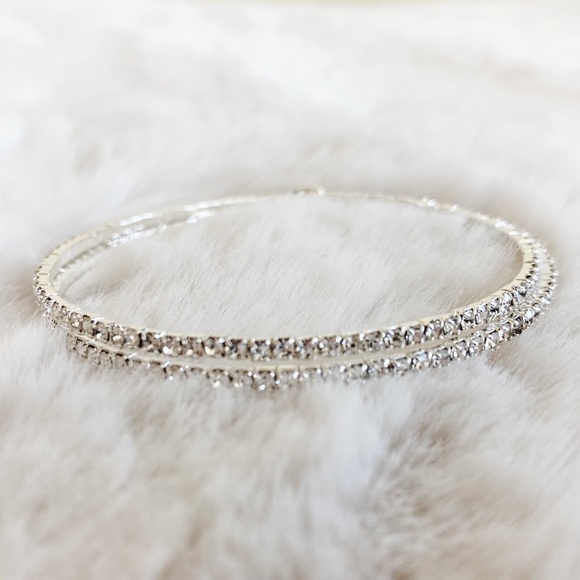 Jewelry - Silver Sparkly Double Wrap Thin Bracelet